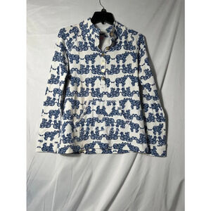 Lilly Pulitzer Elephant Print Pullover Sweatshirt - White and Blue - Size‎ S